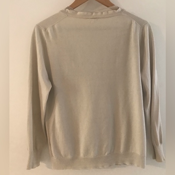 J. Crew Factory Dove Gray Ruffle Detail Cardigan L - Picture 2 of 5